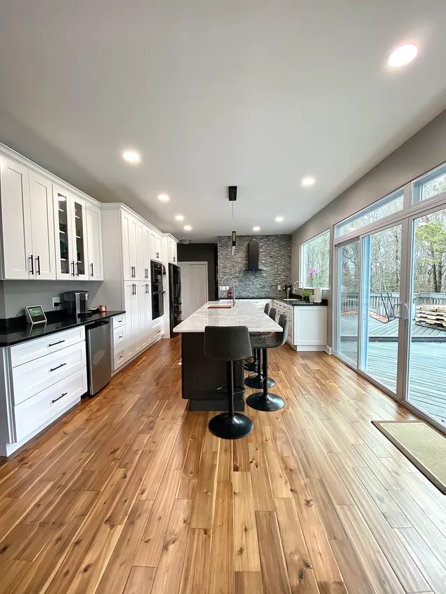 Ice White with Grey Stone Shaker — a kitchen supplied by Wow Cabinets